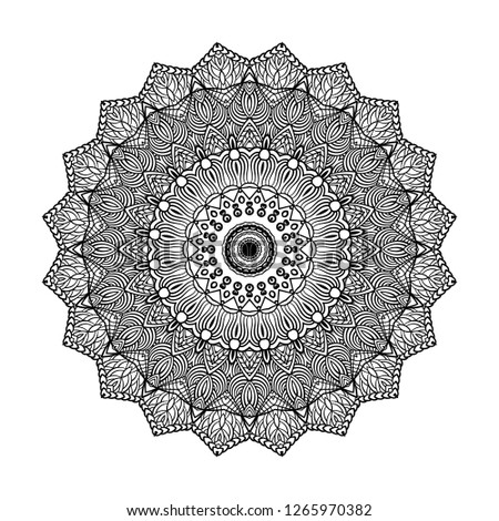 Adult coloring page. Mandala vector for art, coloring book, zendoodle. Round zentangle for coloring book pages, mandala design. Coloring page with mandala. round ornament  lace pattern 