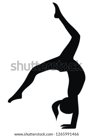 gymnastic exercises, loop, black silhouette of girl, vector icon