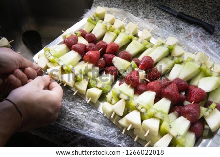 High Angle View Of Fruits In Plat, sliced summer 