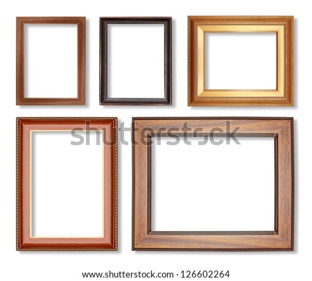 collection wooden  frame isolated on white