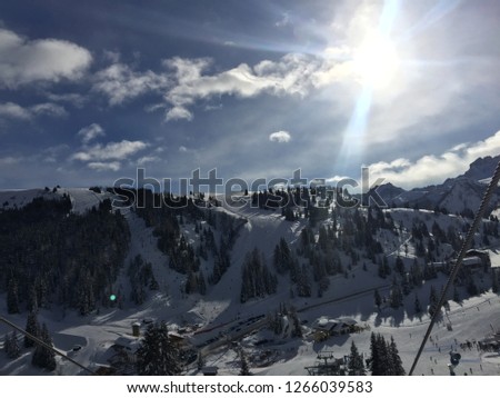 Scenic view of snow capped mountains against sky