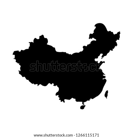 Vector isolated simplified illustration icon with black silhouette mainland of China. White background Royalty-Free Stock Photo #1266115171