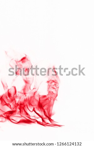 Beautiful fire flames, Red smoke on white background. - Image