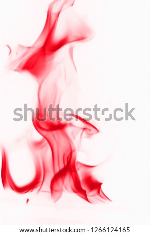 Beautiful fire flames, Red smoke on white background. - Image