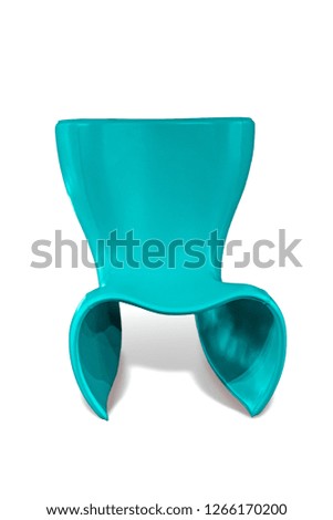 Modern elegant turquoise leather armchair isolated on white background. Series of furniture