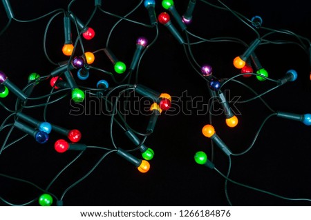 colorful garland on a black background