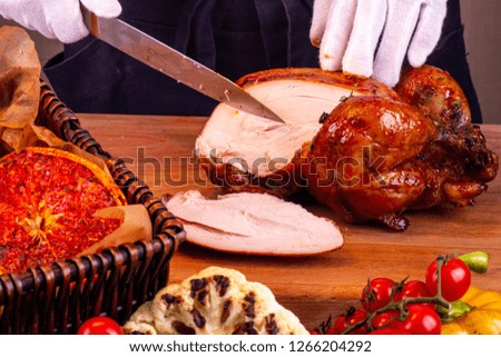 Chicken meat on a wooden board