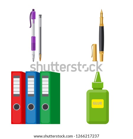 bitmap illustration of office and supply sign. Set of office and school stock symbol for web.