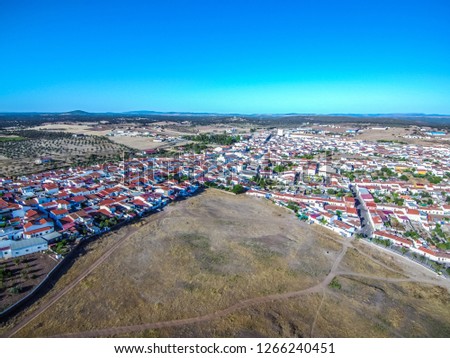 Aerial view in Villanueva del  Fresno. Extremadura. Spain. Drone Photo