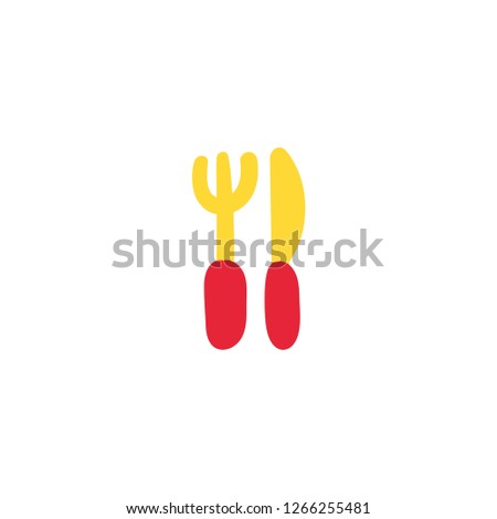 Cutlery flat color illustration. Plastic knife and fork. Catering hand drawn design element