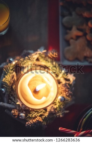 Great pic for Christmas topick. Christmas candle, christmas cookies, holiday celebration, holiday decoration, christmas time