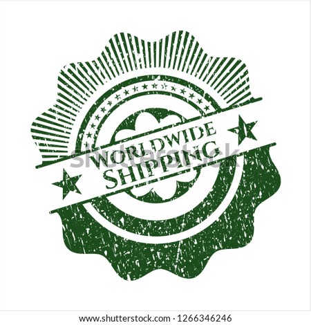 Green Worldwide Shipping distressed rubber grunge stamp