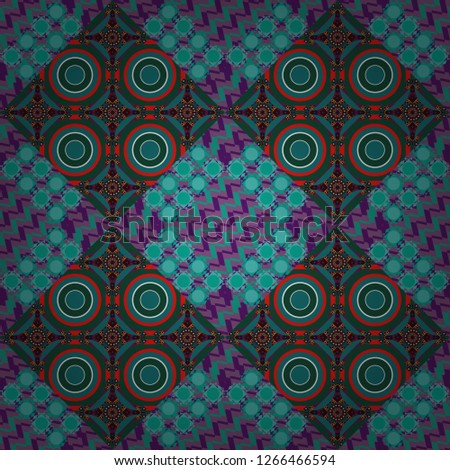 Green, blue and purple abstract background painted geometry shine and layer element seamless pattern. Vector illustration.