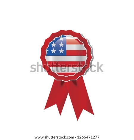 United States flag medal vector design.  Realistic 3D red color
