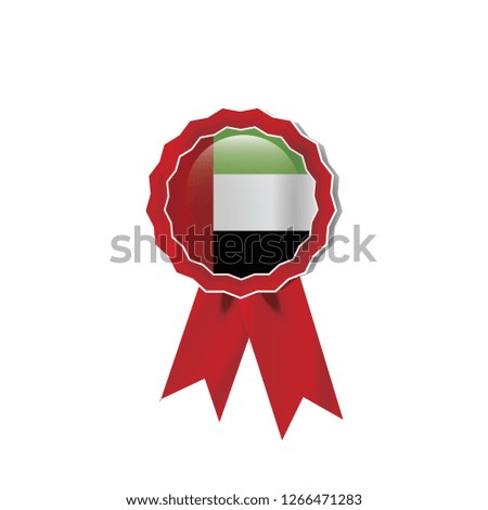 United Arab Emirates flag medal vector design.  Realistic 3D red color