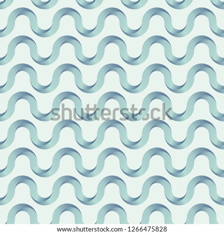 Abstract seamless pattern of wavy lines. Regularly repeating volumetric lines. Smooth stripes. Modern stylish texture. Geometric grid.  Color gradient. Vector color background.