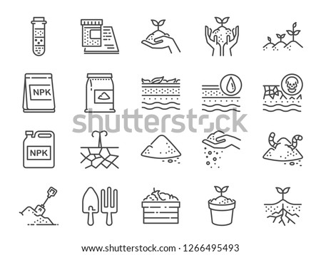 Soil line icon set. Included the icons as earth, compost, land, dirt, ground and more. Royalty-Free Stock Photo #1266495493