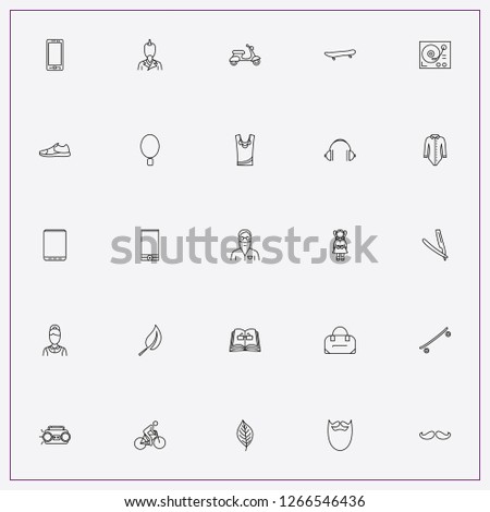 icon set about hipster with keywords reading, scooter and sneaker