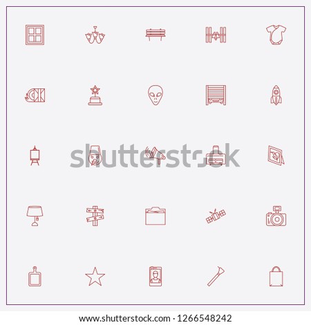 icon set about space with keywords rocket, table lamp and cutting board