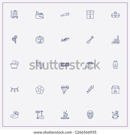 icon set about holiday with keywords maraca, baggage sstroller and bun