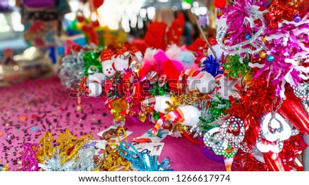 The shop selling decorative accessories to celebrate Christmas and New Year.
