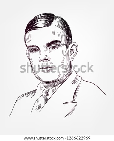 Alan Turing famous vector sketch portrait Royalty-Free Stock Photo #1266622969