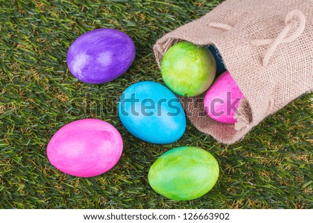 Easter eggs  on a background of grass