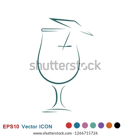 Cocktail icon vector, pictogram isolated on background. Symbol, logo illustration.