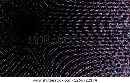Halftone dots on black modern vector background. Circle fade elements, radial halftone comic background graphic design.