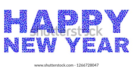 Vector dot Happy New Year text isolated on a white background. Happy New Year mosaic tag of circle dots in various sizes.