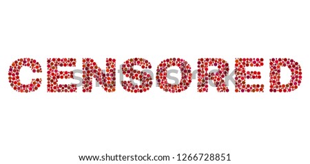 Vector dot Censored text isolated on a white background. Censored mosaic label of circle dots in various sizes.