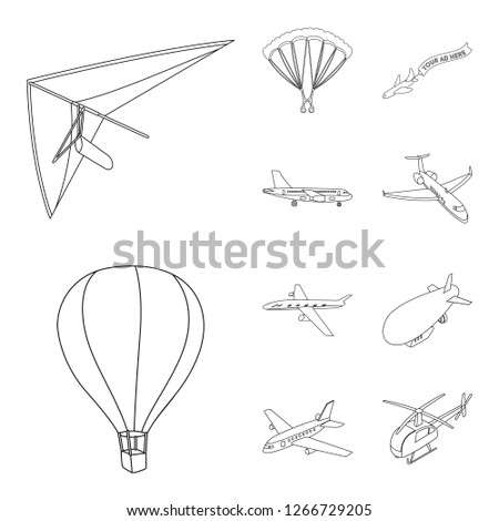 Vector illustration of transport and object sign. Set of transport and gliding  vector icon for stock.