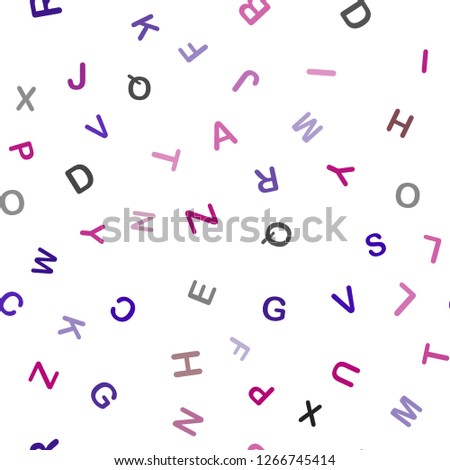 Dark Blue, Red vector seamless background with signs of alphabet. Modern geometrical illustration with ABC english symbols. Design for textile, fabric, wallpapers.