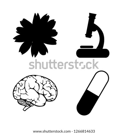 [IconsCount] medicine vector set. With brain, chamomile and microscope icons in set