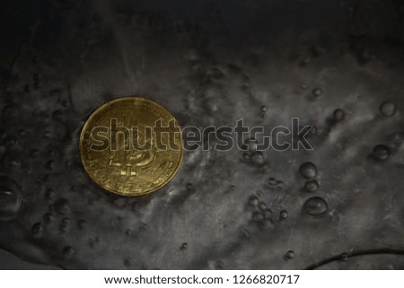 Bitcoin in  water background 