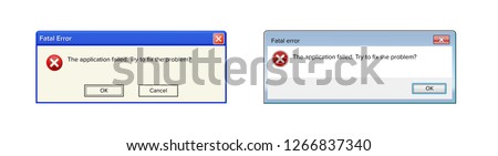 System Easy Transfer fatal error warning information message template. Modern window computer information user interface sign, crash Report Background. Vector Illustration Royalty-Free Stock Photo #1266837340
