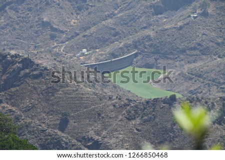 Pool with water in the mountains on the island of Tenerife, Spain, Europe, Canary Islands