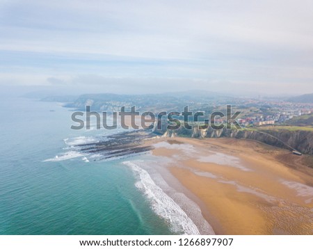 beautiful beach of sopelana at basque country