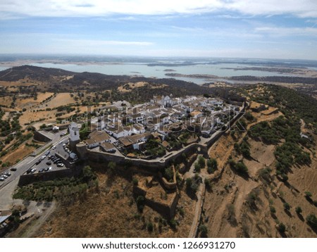 Portugal.Village of Monsaraz, Alentejo from the air. Drone Photo