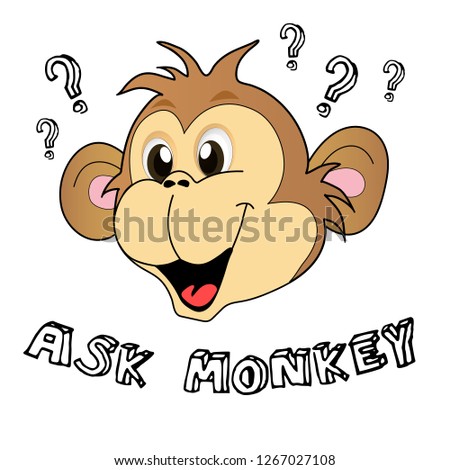 Ask monkey vector illustration Cute cartoon smile funny head animal isolated