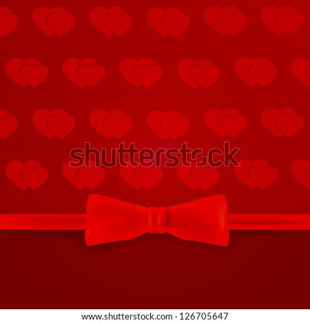Valentine's day blank with pattern of hearts and bow. Raster version of the loaded vector.