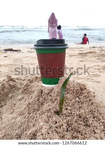 enjoy a glass of coffee on the beautiful beach with stunning blue skies