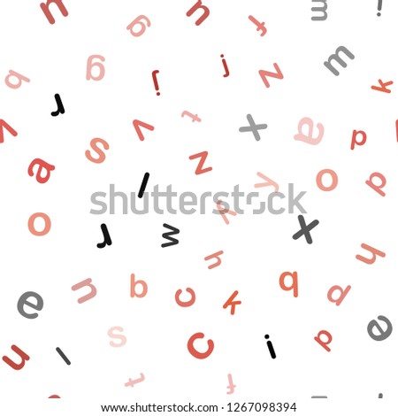 Light Red vector seamless backdrop with english symbols. Shining colorful illustration with isolated letters. Design for wallpaper, fabric makers.