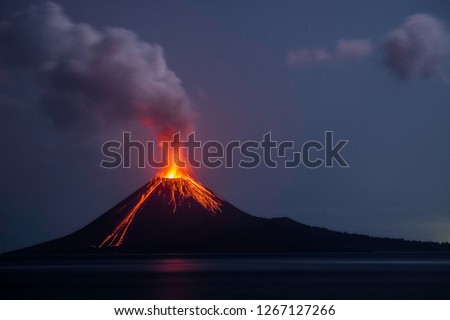Eruption of Anak Krakatau Royalty-Free Stock Photo #1267127266