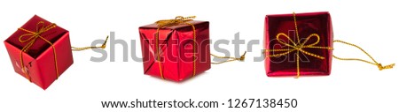 box Christmas red isolated on white background.