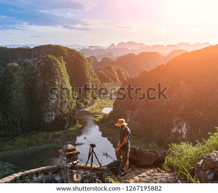 Hang Mua (Mua Cave mountain) photographer with sunset view in Ninh Binh, VietNam