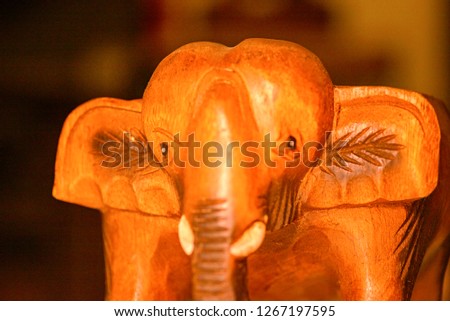 wooden elephant figurine, handmade, made in Thailand