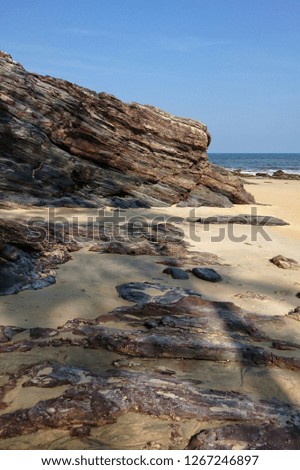 Landscape with white beach, the sea and the beautiful blue sky. 
