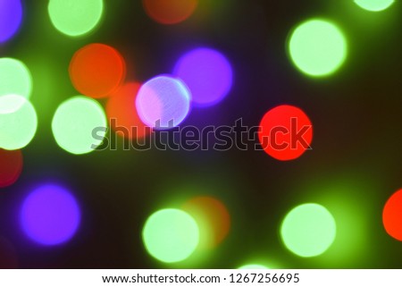 Abstract colorful circles bokeh background. Night light at New Year party.The night of happiness.