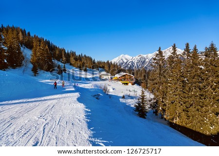 Cafe at Mountains ski resort Bad Gastein Austria - nature and sport background